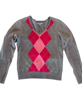 Size Small IZOD Argyle V-Neck Sweater Pullover 100% Cotton